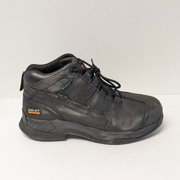 Ariat Contender H2O Steel Toe Work Boots, Black Leather, Men\'s 11 Wide main image 6